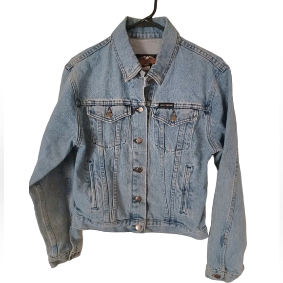 Harley Davidson 100 Year Anniversary Denim Jacket women's Jean Size Large - Picture 4 of 8